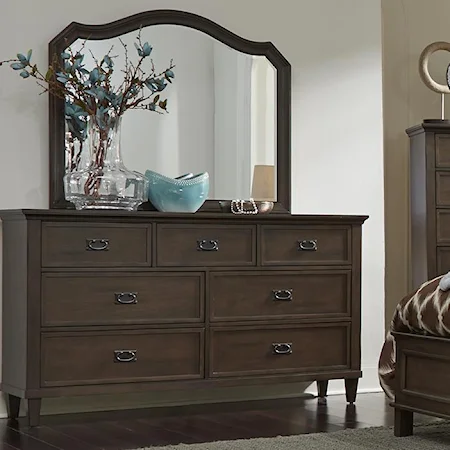 Dresser with Seven Dovetail Drawers and Mirror